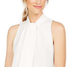 Calvin Klein Women's Tie-Neck Sleeveless Blouse White Size Extra Large