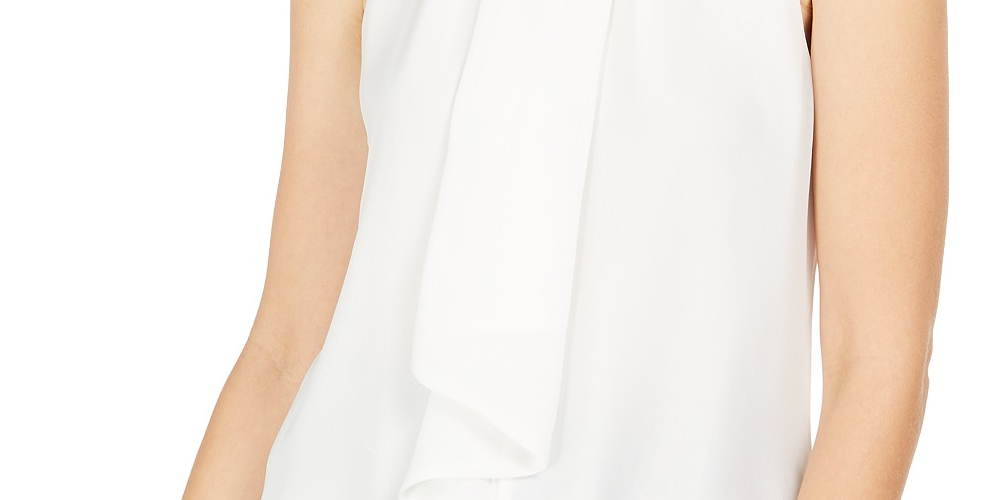 Calvin Klein Women's Tie-Neck Sleeveless Blouse White Size X-Small