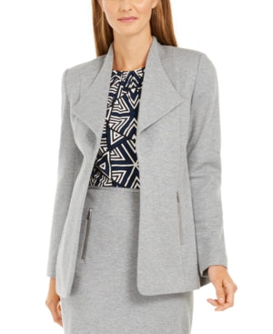 Calvin Klein Women's Open-Front Wing-Collar Blazer Silver Size 6