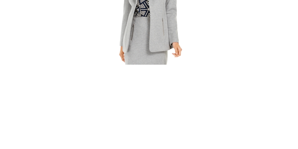 Calvin Klein Women's Open-Front Wing-Collar Blazer Silver Size 6