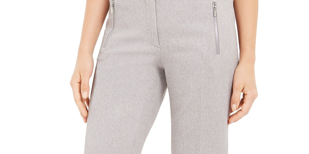 Calvin Klein Women's Zipper Pocket Cropped Twill Pants Gray Size 10