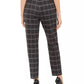 Calvin Klein Women's Plaid Tie Waist Slim Fit Pants Silver Size 12