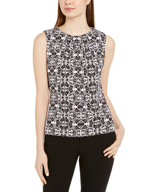 Calvin Klein Women's Printed Sleeveless Top Black Size Large