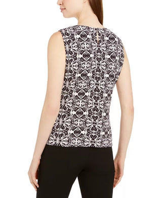 Calvin Klein Women's Printed Sleeveless Top Black Size Large