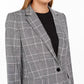 Calvin Klein Women's Plaid One-Button Blazer Gray Size 16