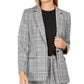 Calvin Klein Women's Plaid One-Button Blazer Gray Size 16