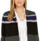 Calvin Klein Women's Striped Open-Front Cardigan Gray Size Medium