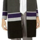 Calvin Klein Women's Striped Open-Front Cardigan Gray Size Medium