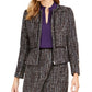 Calvin Klein Women's Tweed Zip-Front Collarless Jacket Black Size 14