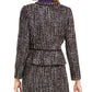 Calvin Klein Women's Tweed Zip-Front Collarless Jacket Black Size 14