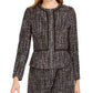 Calvin Klein Women's Tweed Zip-Front Collarless Jacket Black Size 14