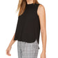 Calvin Klein Women's Sleeveless Pleated-Neck Top Black Size Large