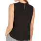 Calvin Klein Women's Sleeveless Pleated-Neck Top Black Size Large