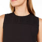 Calvin Klein Women's Sleeveless Pleated-Neck Top Black Size Large