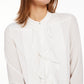 Calvin Klein Women's Ruffled Button-Front Top White Size Medium