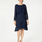 Sl Fashions Women's Long-Sleeve Tiered Chiffon Dress Blue Size 10
