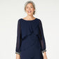Sl Women's Fashions Long-Sleeve Tiered Chiffon Dress Navy Size 12