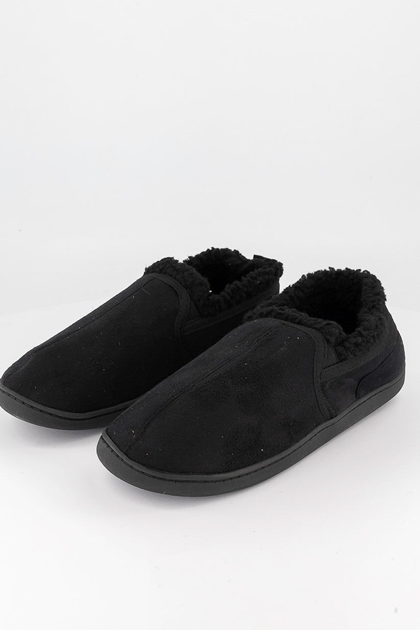 Gold Toe Men's Twin Gore Faux-Suede Slippers Black Size M(7-8)
