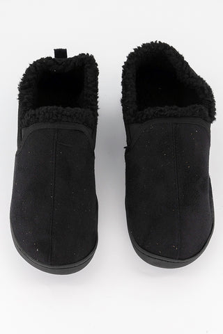 Gold Toe Men's Twin Gore Faux-Suede Slippers Black Size M(7-8)