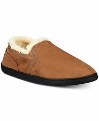 Gold Toe Men's Twin Gore Faux-Suede Slippers Dark Beige Size Small