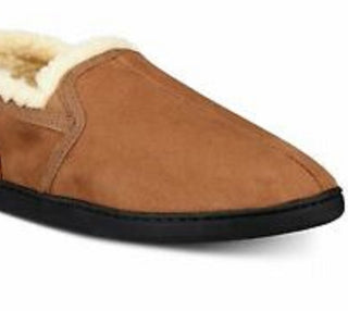 Gold Toe Men's Twin Gore Faux-Suede Slippers Dark Beige Size Small