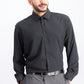 Society Of Threads Men's Slim-Fit Performance Stretch Solid Dress Shirt Black Size Small