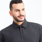 Society Of Threads Men's Slim-Fit Performance Stretch Solid Dress Shirt Black Size Small