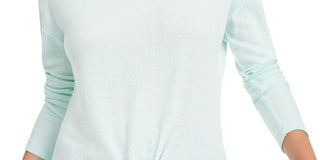 Crave Fame Women's Juniors' Cozy Tie-Front Top Green Size Large