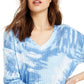 Crave Fame Junior's Cozy Ribbed Tie-Dyed Top Blue Size Extra Small