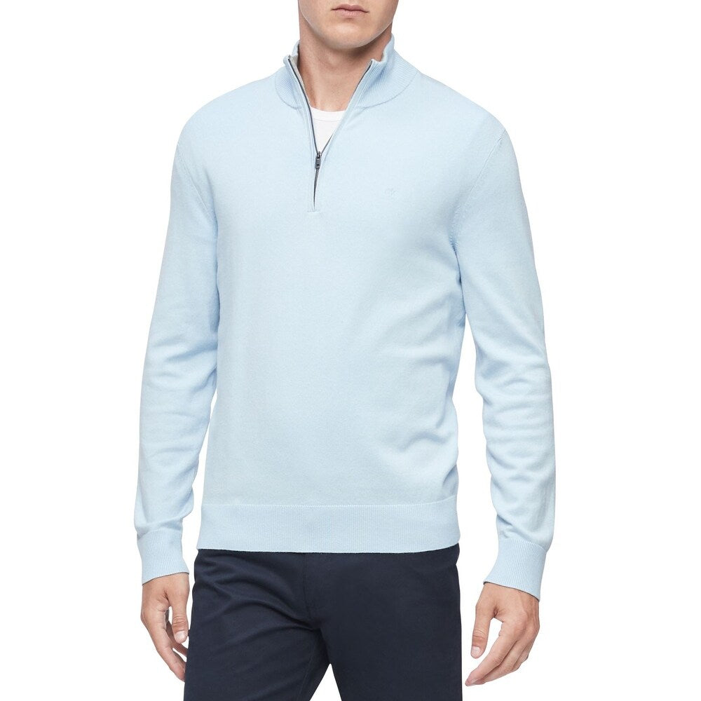 Calvin Klein Men's 1/4-Zip Sweater Light Blue Size Medium