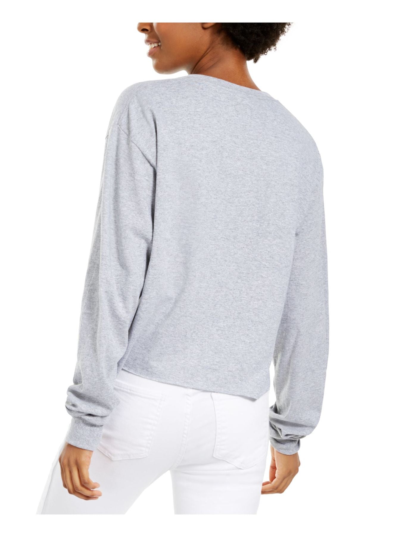 Hybrid Apparel Women's Graphic Long Sleeve Crew Neck Gray Size Small