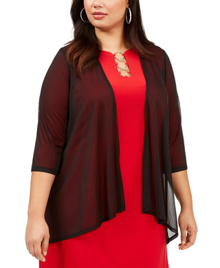 Connected Women's Plus Size Open-Front Shrug Black Size 3X