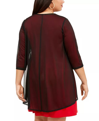 Connected Women's Plus Size Open-Front Shrug Black Size 3X
