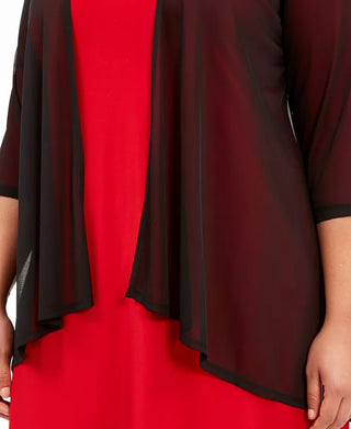 Connected Women's Plus Size Open-Front Shrug Black Size 3X