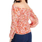 Q & A Women's Floral-Print Off-The-Shoulder Top Red Size Medium