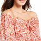 Q & A Women's Floral-Print Off-The-Shoulder Top Red Size Medium