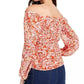 Q & A Women's Floral-Print Off-The-Shoulder Top Red Size X-Large