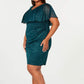 Connected Women's Plus Size Metallic Popover Dress Hunter Green Size 18