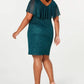 Connected Women's Plus Size Metallic Popover Dress Hunter Green Size 18