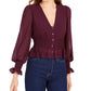 Lucy Paris Women's Smocked V-Neck Top Purple Size Medium
