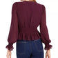 Lucy Paris Women's Smocked V-Neck Top Purple Size Medium