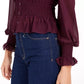 Lucy Paris Women's Smocked V-Neck Top Purple Size Medium