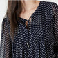 Tommy Hilfiger Women's Long-Sleeve Bayview-Dot Pintuck Top Navy Size Extra Large