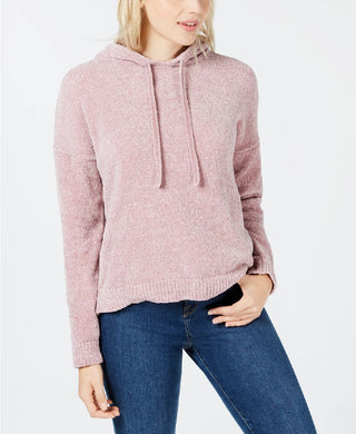 Hippie Rose Juniors' Chenille Hooded Sweater Pink Size Extra Large