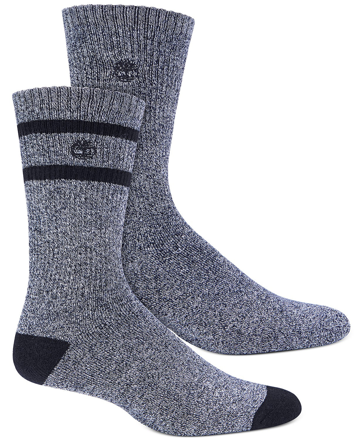 Timberland Men's 2-Pk. Marled Striped Boot Socks Black Size Regular