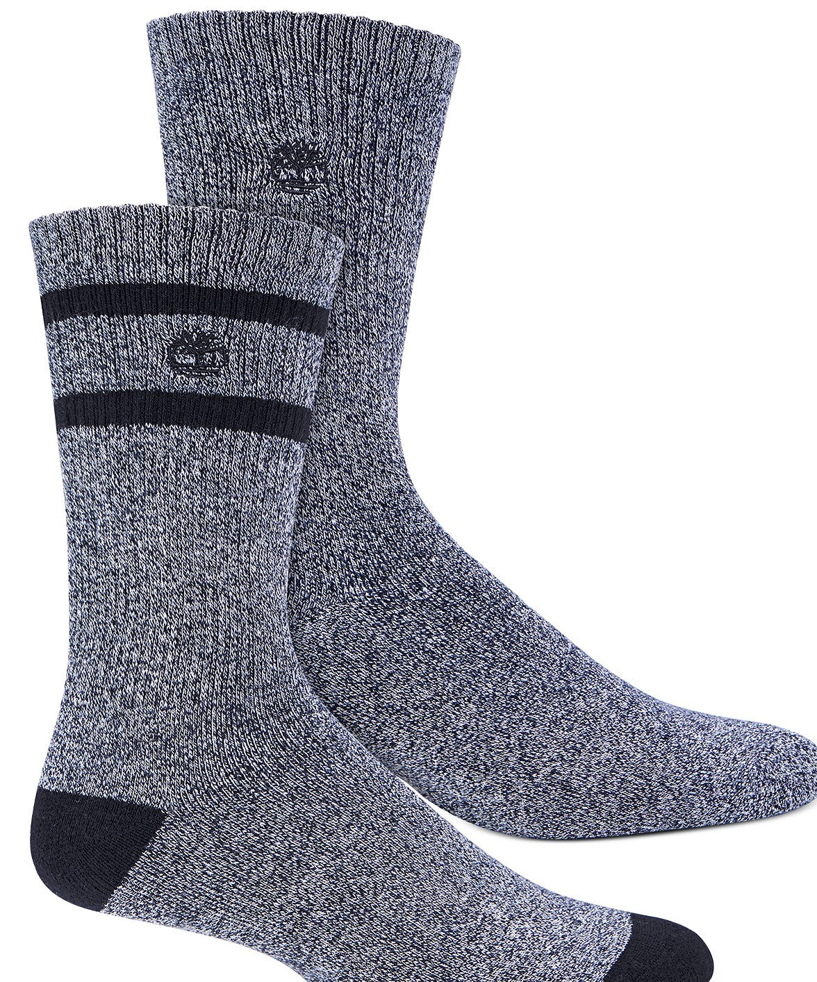 Timberland Men's 2-Pk. Marled Striped Boot Socks Black Size Regular