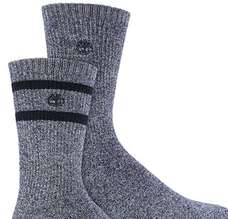 Timberland Men's 2-Pk. Marled Striped Boot Socks Black Size Regular