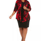 Connected Women's Plus Printed Jacket Dress Red Size Petite Small