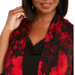 Connected Women's Plus Printed Jacket Dress Red Size Petite Small