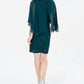 Connected Women's Petite Cape-Overlay Dress Dark Green Size 10 P